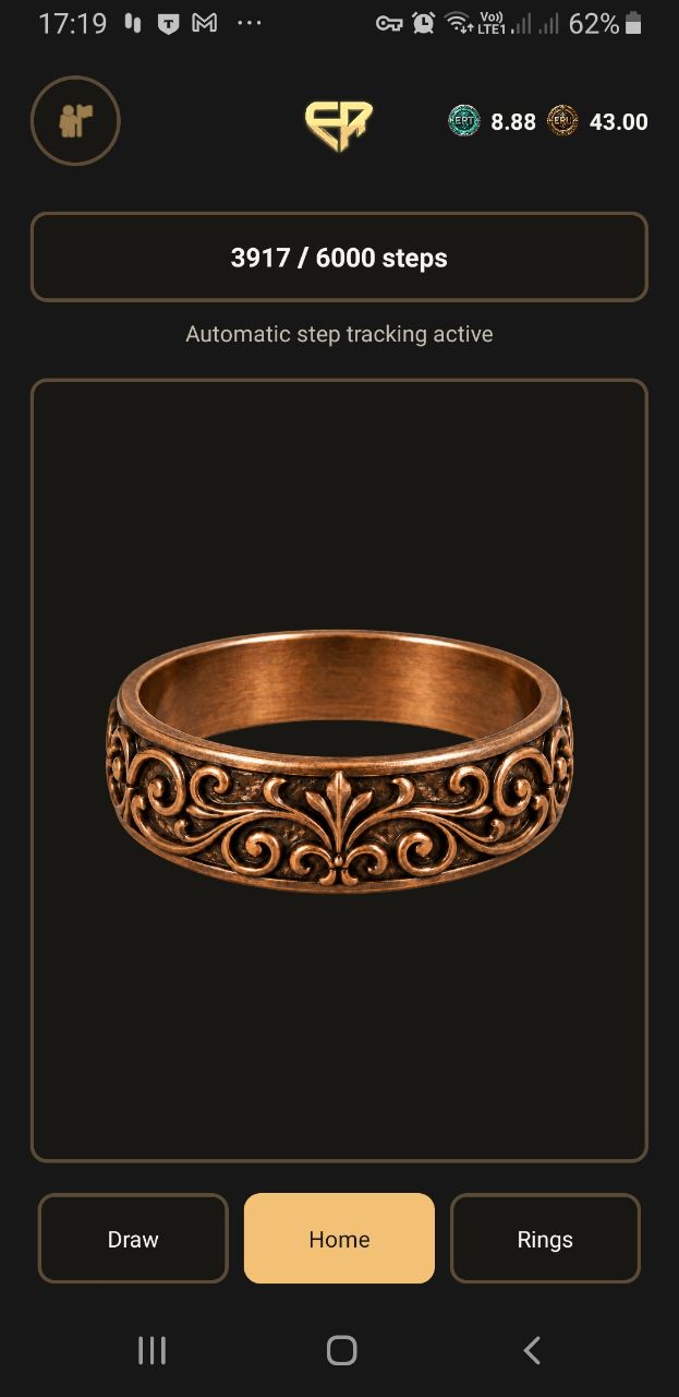 EtheRings home screen with a Cooper Ring
